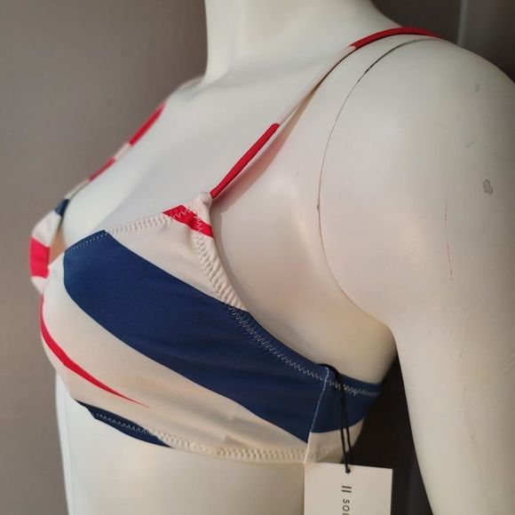 Solid & Striped The Rachel Bikini Top Red Slate Backgammon - Picture 3 of 8